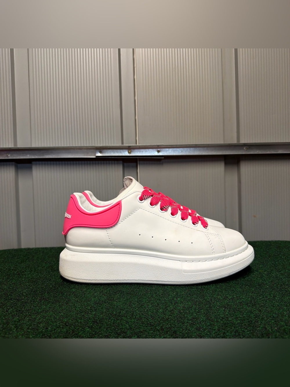 Alexander McQueen Oversized White Hot Pink Platform Sneakers Women Size 41 US 11